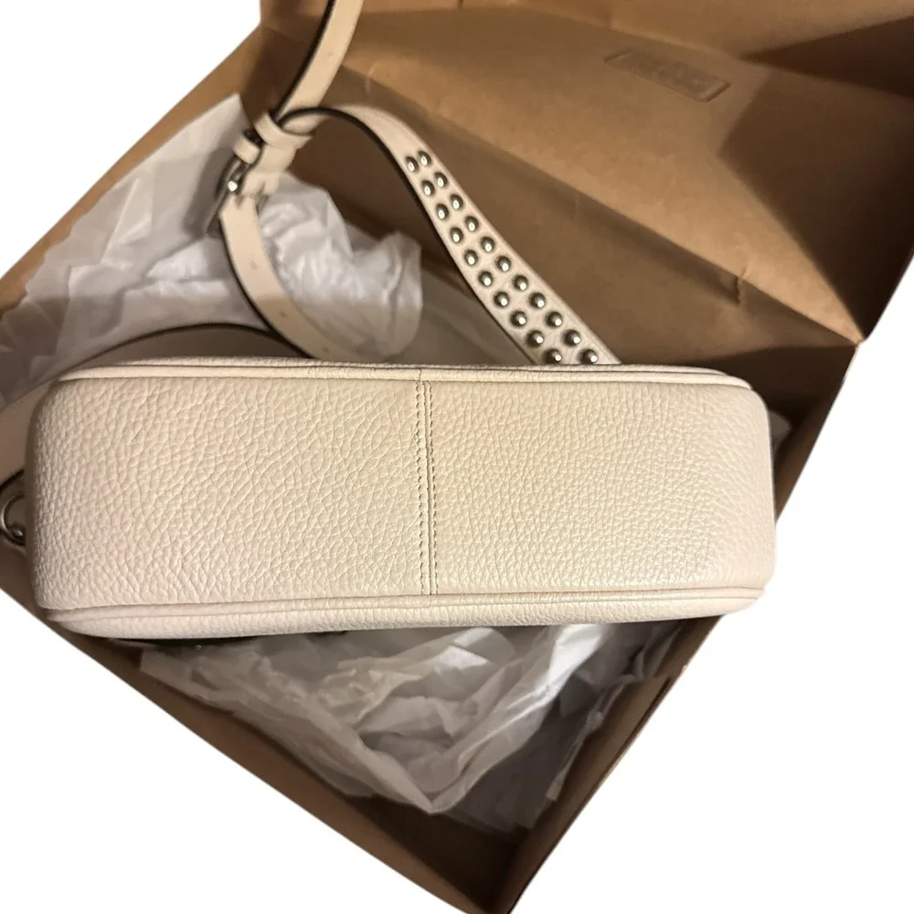 Coach Crossbody White Leather Studded Strap Satchel Purse Bag‎ NWT & Box
